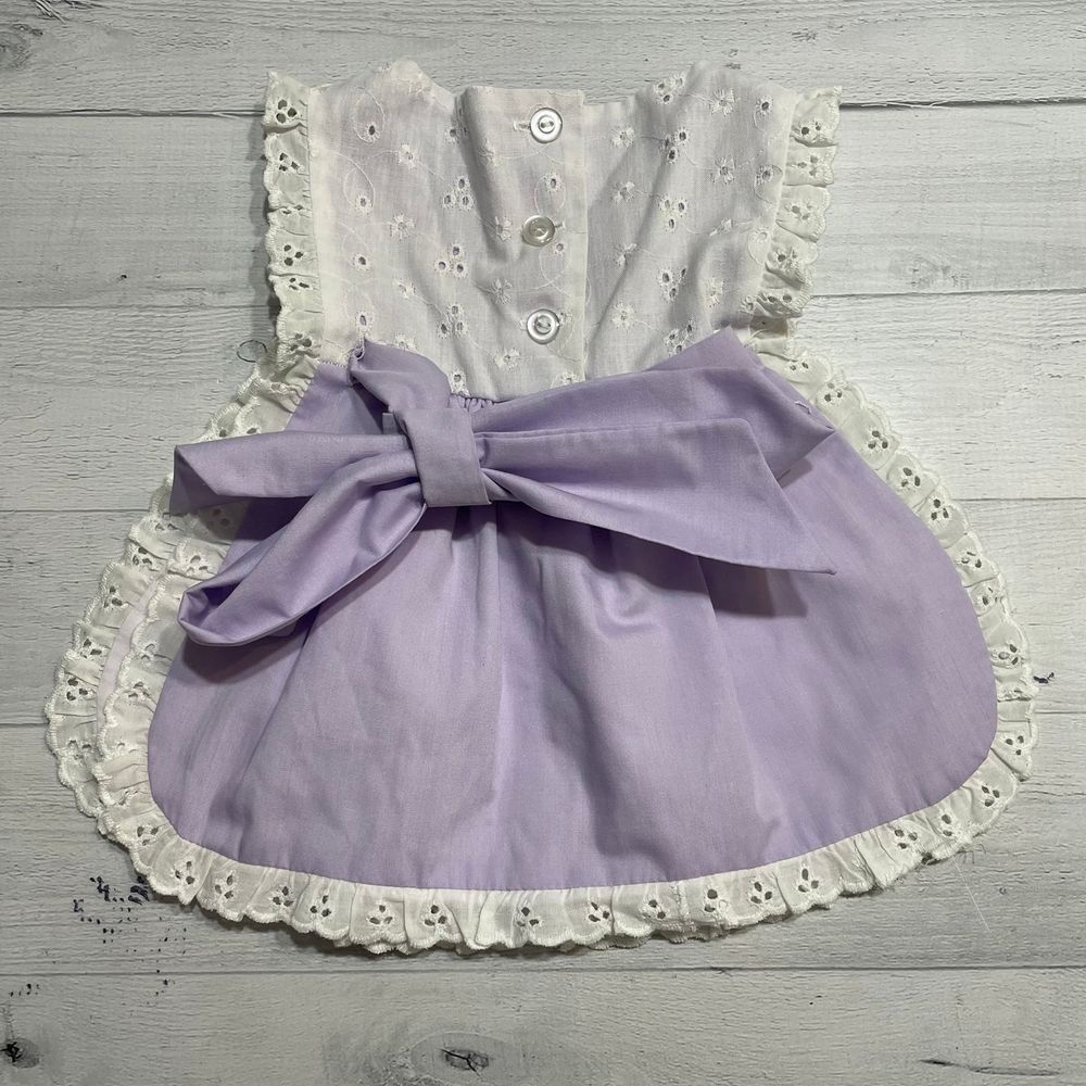 Vintage baby apron dress purple and white 18 months - Picture 5 of 8